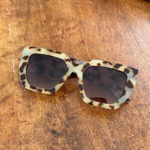 Free People Leopard Print Square Sunglasses